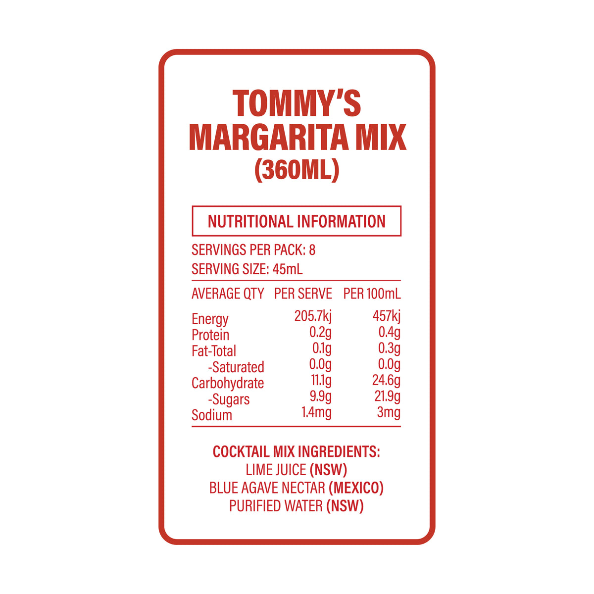 Tommy's Margarita Mix (360ml)